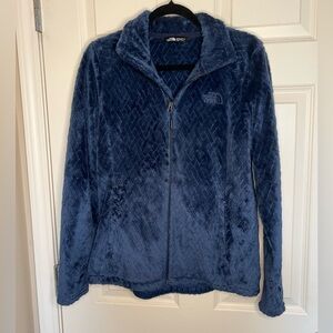 Like New North Face Blue Full Zip Jacket Plush Fuzzy Fleece. Women’s Size Medium